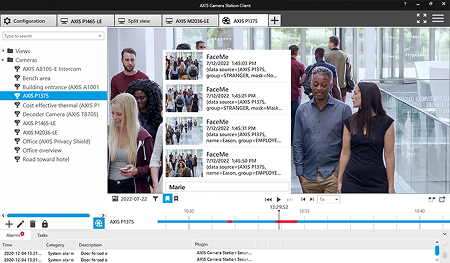 Watch up to 9 cameras live with a real-time face-event panel. Add-On